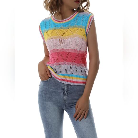 Crochet Barbie Knit Sleeveless Top Medium - Picture 8 of 10